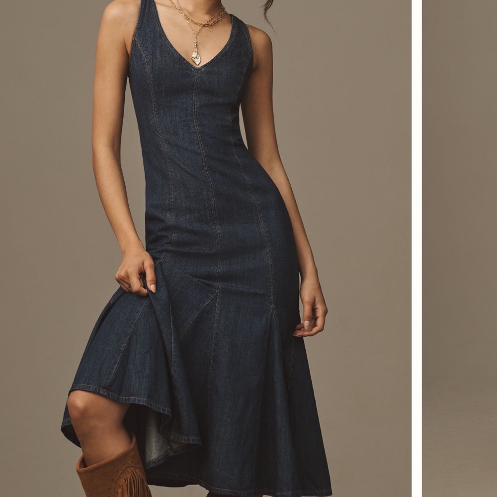 Reformation Serafina Mermaid Skirt Sleeveless Denim Dress